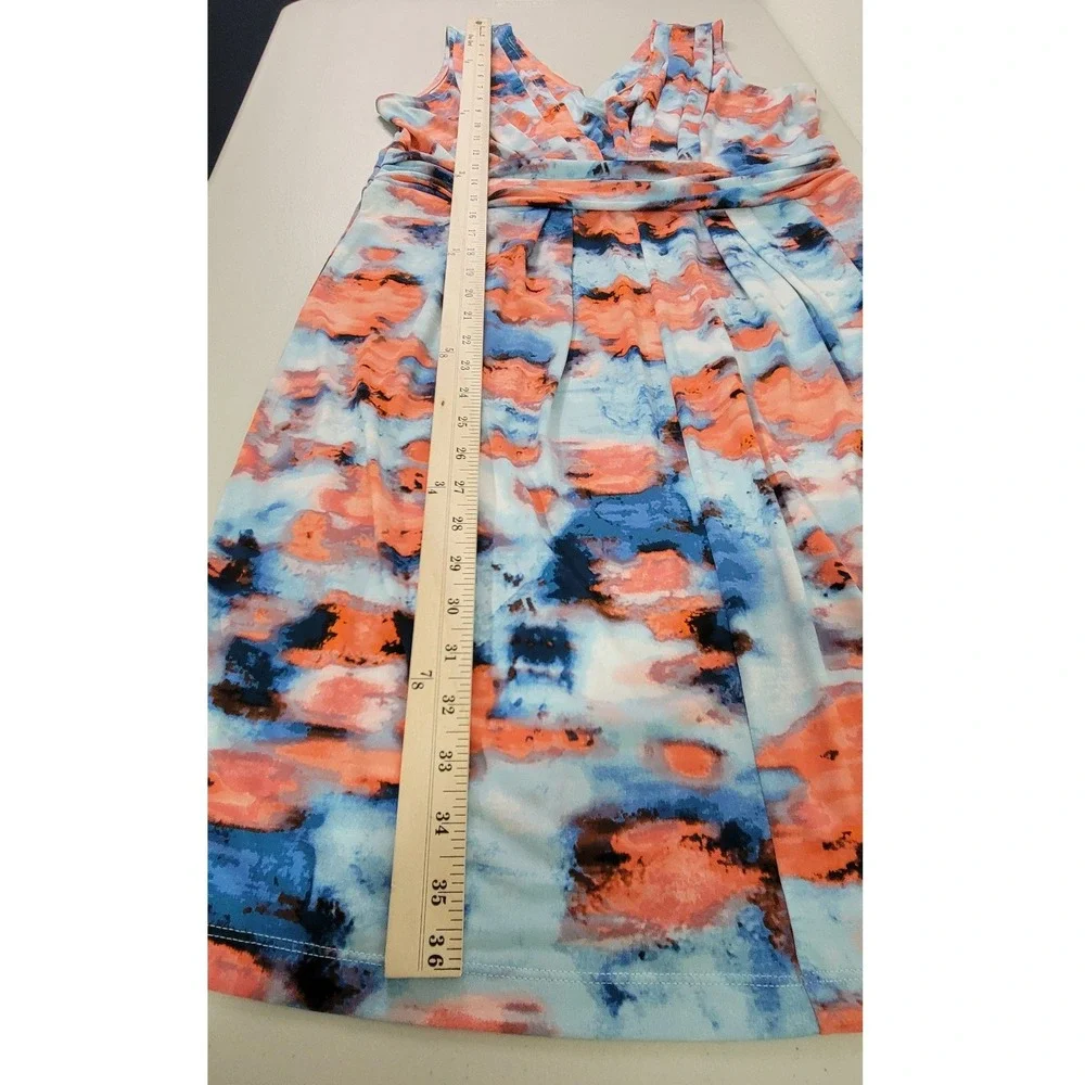 Simply Vera Wang Abstract Print V Neck Sleeveless Midi Dress‎ Women's Size L
